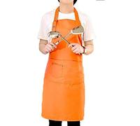 Prettiee Tablier de Cuisine Solide pour Femme et Homme, Tablier de Chef, Serveur, café, Boutique, Barbecue, Coiffeur, Tabliers, Bavoirs de Cuisine (Orange)