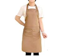 Prettiee Tablier de Cuisine Solide pour Femme et Homme, Tablier de Chef, Serveur, café, Boutique, Barbecue, Coiffeur, Bavoirs de Cuisine (Marron)