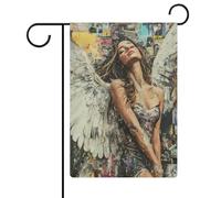 Pretty Angel Drapeau de jardin graffiti Street Art en toile de jute double face 30,5 x 45,7 cm