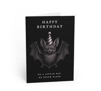 Pretty Attitude Carte d'anniversaire gothique chauve-souris - Carte d'anniversaire sombre avec enveloppe - Carte de vœux alternative au look Spooky