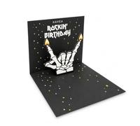Pretty Attitude Carte d'anniversaire pop-up 3D gothique squelette main - Carte d'anniversaire Rock Metal avec motif tête de mort, carte de vœux rockige pour les fans de Heavy Metal