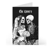 Pretty Attitude Carte de mariage gothique - The Lovers Tarot - Carte de vœux romantique sombre avec squelette de mariée et marié - Carte alternative pour mariage et Saint-Valentin - Carte
