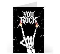 Pretty Attitude Carte de vœux gothique squelette main You Rock - Carte d'anniversaire - Alternative I Love You - Carte d'amour Rock & Heavy Metal - Cadeau Spooky pour Rocker & Goths
