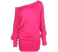 Pretty Attitude Haut à épaules dénudées pour femme avec manches longues, pull chauve-souris à épaules dénudées, cerise, 36-38