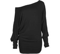 Pretty Attitude Haut à épaules dénudées pour femme avec manches longues, pull chauve-souris à épaules dénudées, Noir , 40-42