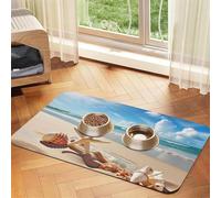 Pretty Beach and Seashell Tapis d'alimentation pour animal domestique 40 x 60 cm, tapis absorbant pour gamelle de nourriture et d'eau, tapis de nourriture pour chat en cuir synthétique, tapis