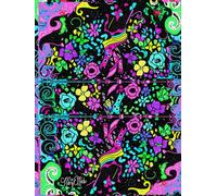 Pretty Colorful Midnight, Floral Intricacies, Star-Detailed, 8x11 Page, Hardcover Journal, Art Pad, Sketchbook, Drawing Book: Created With Hand-Drawn Art By: Artist Mary Elisabeth Linder @ MaryEMade