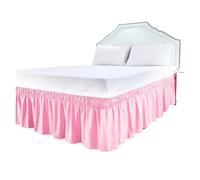 Pretty Comfort Cache-sommier à volants avec ceintures élastiques double couche - Tissu infroissable et résistant à la décoloration - Hauteur de 38,1 cm et 45,7 cm (rose Sakura, lit jumeau 90 x 190 x