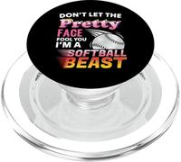 Pretty Face Tough Softball Girl Funny Player Cadeau PopSockets PopGrip pour MagSafe