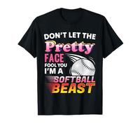 Pretty Face Tough Softball Girl Funny Player Cadeau T-Shirt