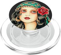 Pretty Girl Gypsy Fortune Teller Tatouage Traditionnel Flash PopSockets PopGrip pour MagSafe