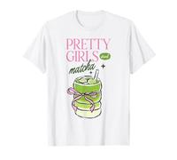 Pretty Girls Matcha Drink Cute Esthétique Bow Thé Vert Art T-Shirt