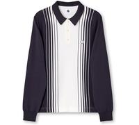 Pretty Green Men's Gradient Knitted Long-Sleeve Polo Shirt Marine Moyen Male