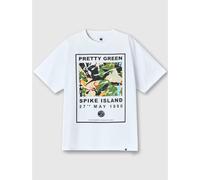Pretty Green Men's Pg Spike Island Regular Fit T-Shirt Blanc Moyen Male