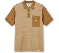 Pretty Green Men's Roxy Knitted Short-Sleeve Polo Shirt Marron Grand Male