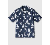 Pretty Green Men's Widnes Paisley Short-Sleeve Patterned Shirt Marine Large Male