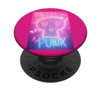 Pretty in Punk Pink Crâne Cœurs Papillons Esthétique Party PopSockets PopGrip Adhésif