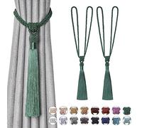 Pretty Jolly Long Tassel Curtain Swag Holders - Corde tressée faite main avec nœud - Raffhalter élégants et décoratifs pour rideaux - Pour maison et bureau, vert, lot de 2