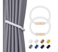 Pretty Jolly Lot de 2 embrasses de Rideaux magnétiques Décoration Bohème de la Maison Drapé Embrasses en Coton Naturel Faites à la Main en Corde pour Rideaux de fenêtre de Maison (Blanc)