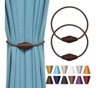 Pretty Jolly Lot de 2 embrasses magnétiques améliorées pour rideaux - Fabriquées à la main avec une tresse en corde - Idéales pour la décoration de rideaux à la maison et au bureau - En couleur café