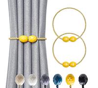 Pretty Jolly Lot de 2 embrasses magnétiques pour Rideaux Corde tissée à la Main Supports de Rideaux Décoratifs élégants en polyèdre pour la Maison et Le Bureau Rideaux épais et Fins (Jaune)