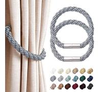Pretty Jolly Lot de 2 embrasses magnétiques pour rideaux, style moderne et simple, décoratives, en corde tressée, pratiques, pour rideaux fins ou épais, pour fenêtres de maison et de bureau (Gris
