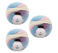 Pretty Jolly Lot de 3 écheveaux de laine arc-en-ciel douce aux couleurs dégradées pour crochet et tricot - Fil simple épaisseur - 21#