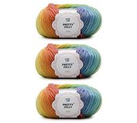 Pretty Jolly Lot de 3 pelotes de laine colorées tissées à la main pour tricot ou crochet, arc-en-ciel