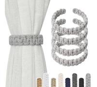 Pretty Jolly Lot de 4 embrasses de rideaux en corde de coton naturel - Style rustique de ferme - Décoratifs - Cordons tressés faits à la main pour rideaux légers/à poids léger (gris clair-S)