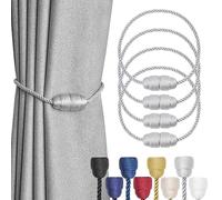 Pretty Jolly Lot de 4 embrasses de rideaux magnétiques en corde tissée à la main - Élégantes et décoratives - Pour la maison et le bureau - Gris