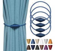 Pretty Jolly Lot de 4 embrasses magnétiques améliorées pour rideaux - Cordons tressés faits à la main - Tentures décoratives pratiques pour fenêtres de maison et de bureau (Bleu marine)