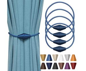 Pretty Jolly Lot de 4 embrasses magnétiques améliorées pour rideaux - Cordons tressés faits à la main - Tentures décoratives pratiques pour fenêtres de maison et de bureau (Bleu marine)