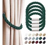Pretty Jolly Lot de 4 embrasses magnétiques pour rideaux en corde tressée - Style moderne et simple - Idéal pour fenêtres fines ou épaisses - Pour la maison et le bureau (Vert)