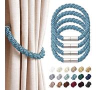 Pretty Jolly Lot de 4 embrasses magnétiques pour rideaux - Style moderne et simple - Cordon décoratif pratique - Pour rideaux fins ou épais - Pour fenêtres de maison et de bureau (Teal)