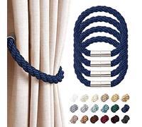 Pretty Jolly Lot de 4 embrasses magnétiques pour rideaux - Style moderne et simple - Cordon décoratif pratique - Pour rideaux fins ou épais - Pour fenêtres de maison et de bureau (Bleu royal)