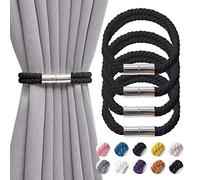 Pretty Jolly Lot de 4 embrasses magnétiques solides en coton naturel fait à la main pour rideaux fins ou épais pour fenêtre de maison et de bureau (noir)