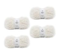 Pretty Jolly - Lot de 4 pelotes de fil en fausse fourrure super doux et moelleux pour crochet et tricot - Fil en polyester - Blanc crème