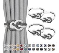 Pretty Jolly Mini embrasses magnétiques de rideau nordiques, style simple, élégantes embrasses décoratives pour rideaux, cravate de draperie pour fenêtres de maison, gris foncé & blanc, lot de 4