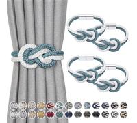 Pretty Jolly Mini embrasses magnétiques pour rideaux de style nordique simple, élégantes embrasses décoratives pour rideaux, cravate pour draperie de fenêtre de maison, Turquoise & Blanc, lot de 4