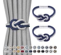 Pretty Jolly Mini embrasses magnétiques pour rideaux Style nordique Simple Embrasses pour rideaux Élégantes décoratives Rideaux à draper Cravate pour la maison Fenêtres, Bleu foncé & Gris, 2 pièces