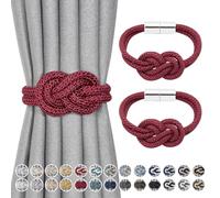 Pretty Jolly Mini embrasses magnétiques pour rideaux Style nordique Simple Embrasses pour rideaux Élégantes décoratives Rideaux à draper Cravate pour la maison et le bureau, rouge vin, 2 pièces