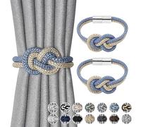 Pretty Jolly Mini embrasses magnétiques pour rideaux Style nordique Simple Embrasses pour rideaux Élégantes décoratives Rideaux à draper Cravate pour la maison Fenêtres, Bleu & Beige, 2 pièces