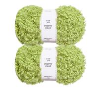 Pretty Jolly Pelote de laine en fausse fourrure super douce, épaisse et duveteuse, pour crochet/tricot, longueur totale 2 × 50 m (100 g × 2), vert tendre