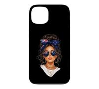 Pretty Kiwi Girl Messy Bun Lunettes de Soleil Drapeau de la Nouvelle-Zélande Coque pour iPhone 13