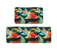 Pretty Koi Fish Lot de 2 tapis de cuisine antidérapants pour cuisine, sol, bureau
