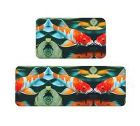 Pretty Koi Fish Lot de 2 tapis de cuisine antidérapants pour évier, buanderie