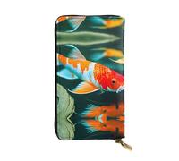 Pretty Koi Fish Portefeuille long en cuir imprimé poisson - Portefeuille personnalisé tendance, plusieurs emplacements pour cartes, prêt à offrir, noir, taille unique, Noir/blanc, One Size