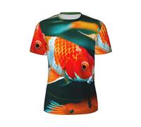 Pretty Koi Fish T-shirt à coupe sèche pour homme - T-shirt de sport anti-humidité, col rond, idéal pour le fitness en plein air, noir, Taille M