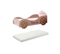 PRETTY - Lit Voiture de Princesse 90x200cm Rose avec Matelas -