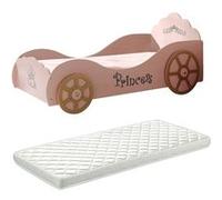 PRETTY - Lit Voiture de Princesse 90x200cm Rose avec Matelas -